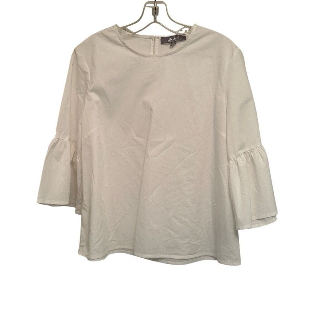 Marled white blouse with flutter sleeves- size M